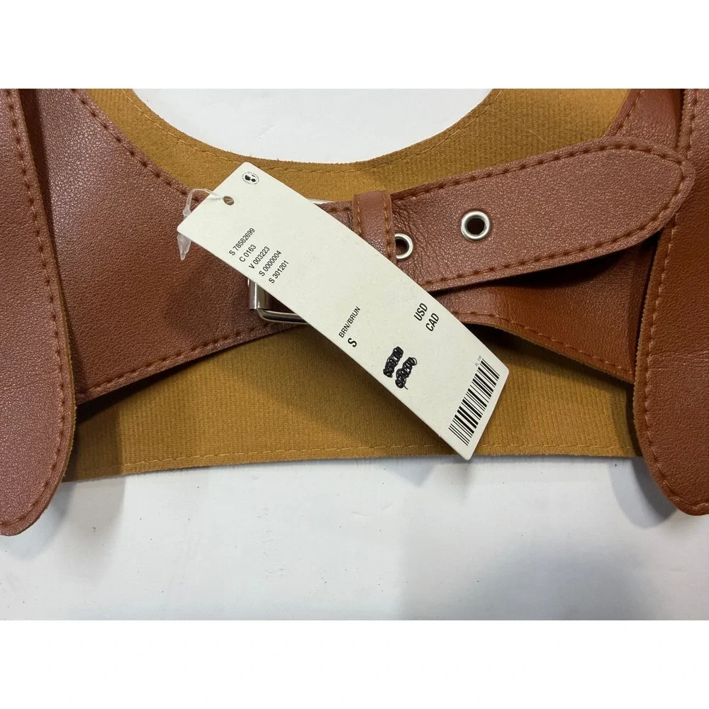 Urban Outfitters Brown Faux Leather Buckle Harness Belt Small NWT